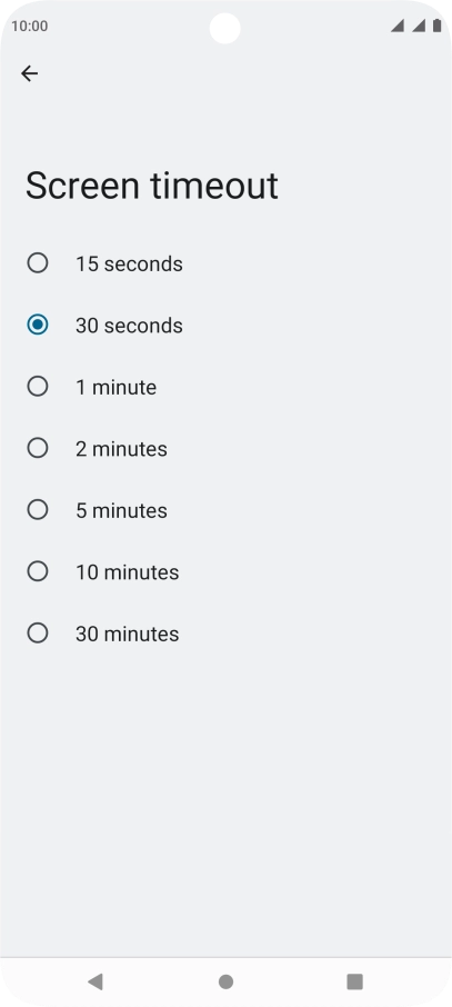 Press the required setting.