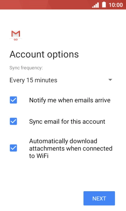 If this screen is displayed, you email account has been recognised and set up automatically. Follow the instructions on the screen to key in more information and finish setting up your phone.