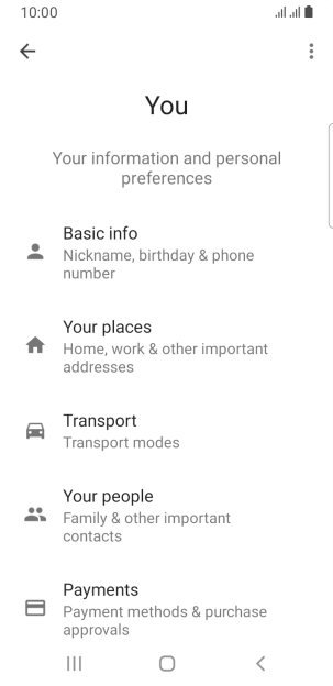 Press Basic info and follow the instructions on the screen to select phone owner settings.
