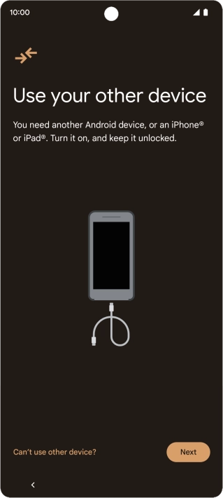 Press Can't use other device?. Press Can't use other device?.