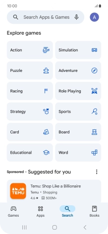 Press the search field.