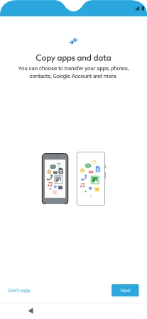 You can transfer the contents of another phone to your phone when it's activated for the first time and after a factory reset. When this screen is displayed, your phone is ready to transfer contents from another phone.
