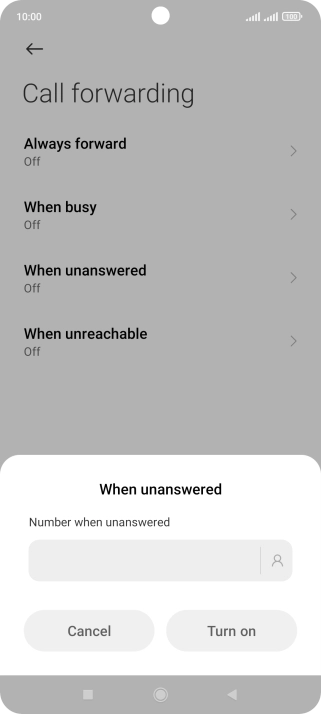 Key in +447836121121 and press Turn on.