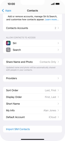 Press Import SIM Contacts. Press Import SIM Contacts.