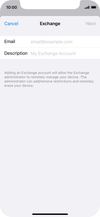 Press Email and key in your email address.