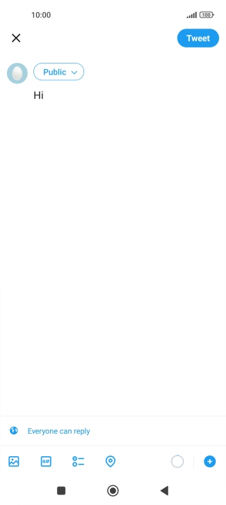 Write the required text and press Tweet.