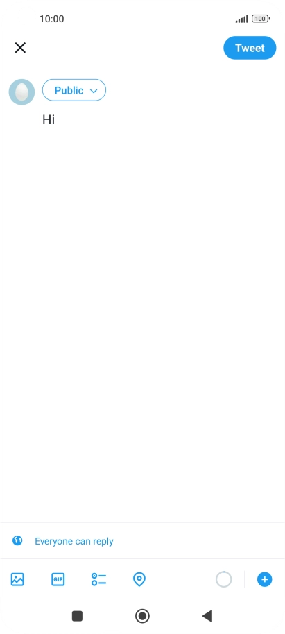 Write the required text and press Tweet.