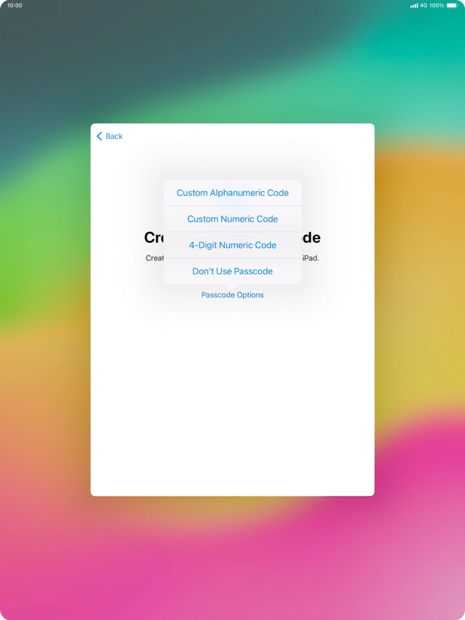 Follow the instructions on the screen to turn on use of lock code or press Don't Use Passcode. Follow the instructions on the screen to turn on use of lock code or press Don't Use Passcode.