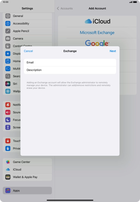 Press Description and key in the required name. Press Description and key in the required name.