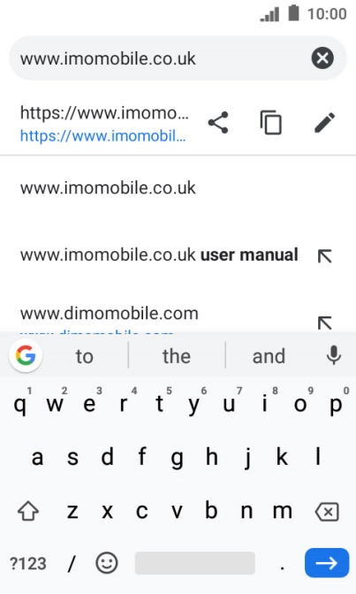 Key in the address of the required web page and press arrow right.