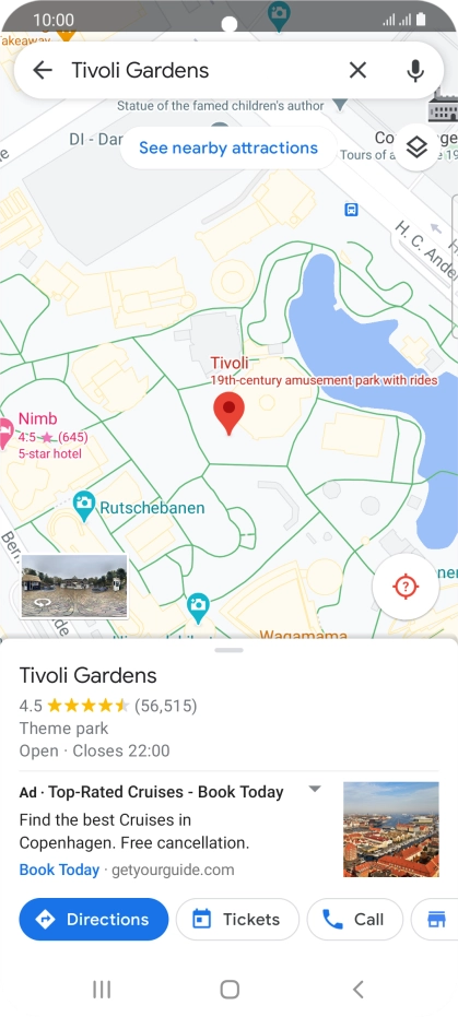 Press the destination at the bottom of the screen.