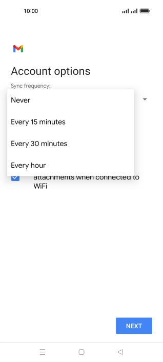 Press the required setting.