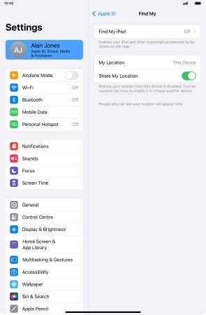 Press Find My iPad. Press Find My iPad.
