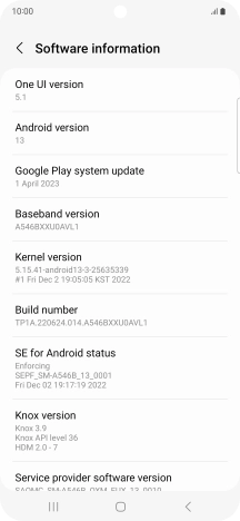 Your phone's software version is displayed below Android version.