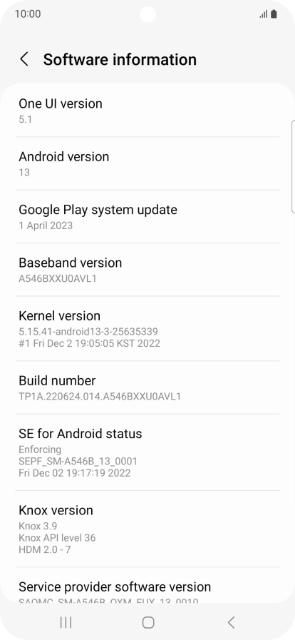 Your phone's software version is displayed below Android version.