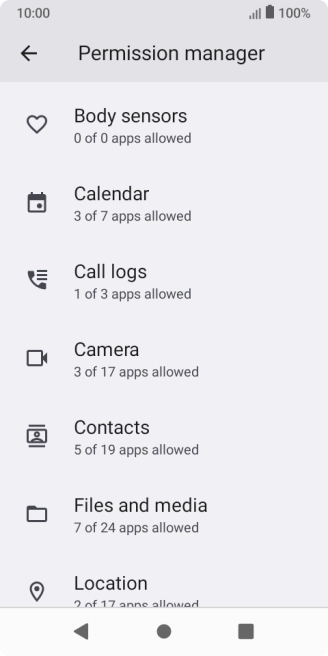 Press the required category.