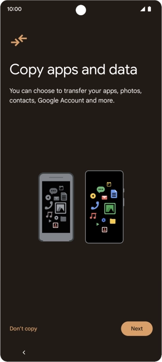 When this screen is displayed, your phone is ready to restore content from a Google One backup. When this screen is displayed, your phone is ready to restore content from a Google One backup.