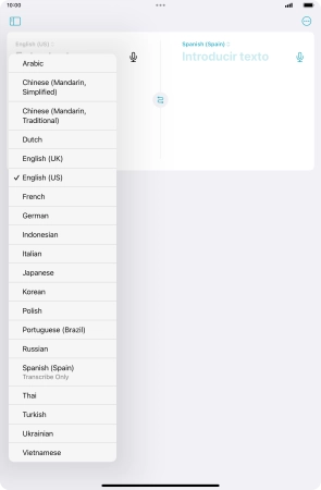 Press the required source language.
