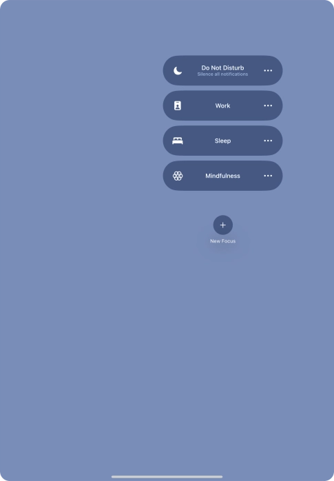 Press the required focus mode to activate or deactivate it immediately.