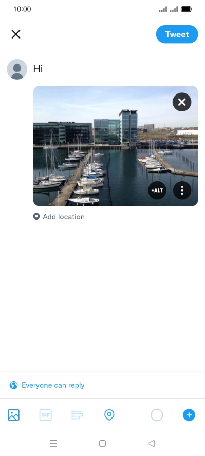 Write the required text and press Tweet. Write the required text and press Tweet.