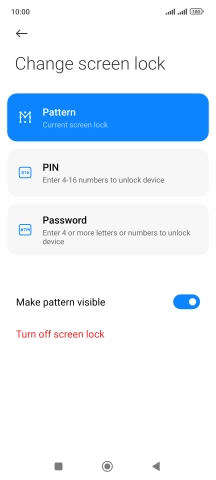 Key in the current phone lock code and press Turn off screen lock.