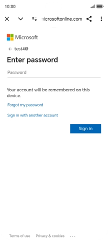 Press Password and key in the password for your email account.