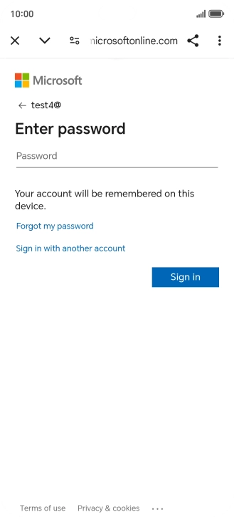 Press Password and key in the password for your email account.