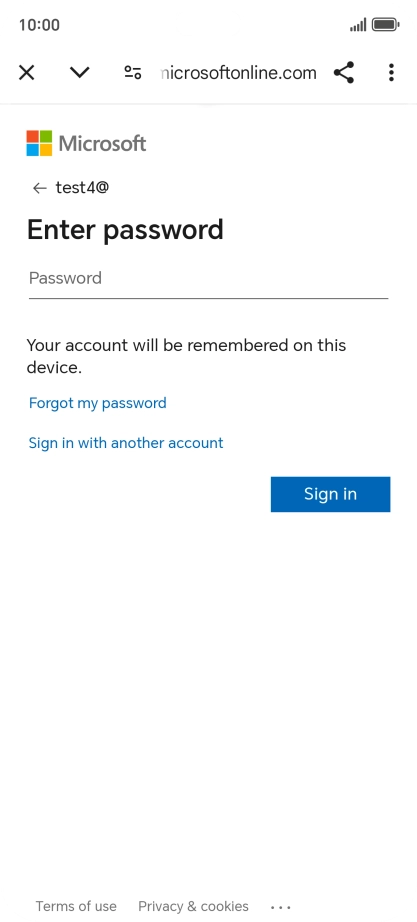 Press Password and key in the password for your email account.