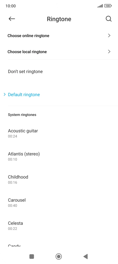 Press Choose local ringtone and go to the required folder.