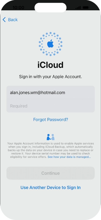 Press Required and key in the password for your Apple ID. Press Required and key in the password for your Apple ID.