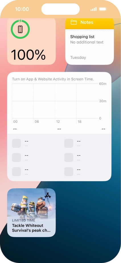 Press and hold the required widget until a pop-up menu is displayed.