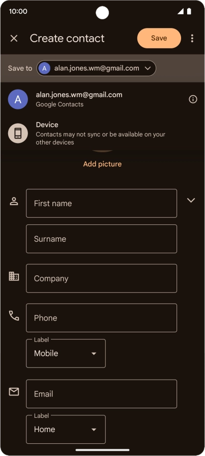 Press the required Google account.