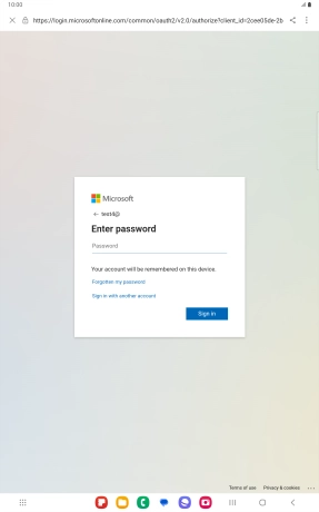 Press Password and key in the password for your email account.