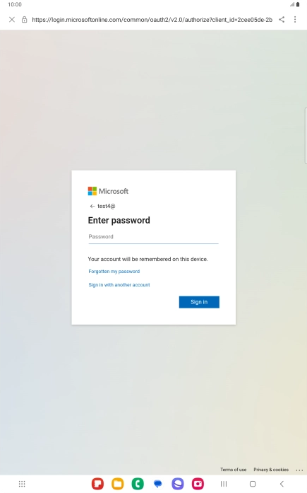 Press Password and key in the password for your email account.