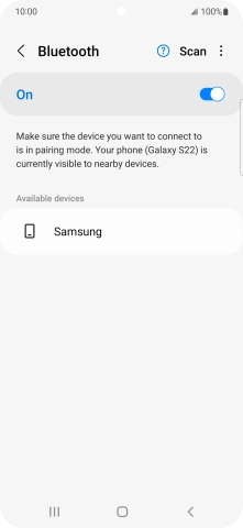 Press the required Bluetooth device and follow the instructions on the screen to pair the device with your phone.