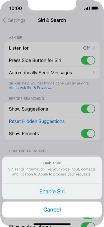 Press Enable Siri.