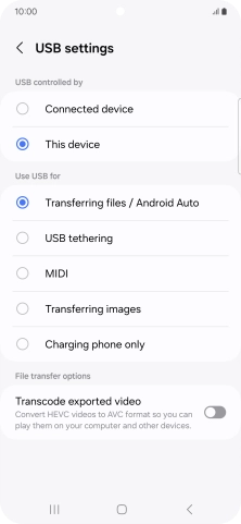 Press Transferring files / Android Auto.