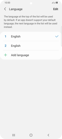 To subsequently select another language as the default language, press the required language. To subsequently select another language as the default language, press the required language.