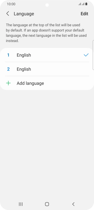 To subsequently select another language as the default language, press the required language. To subsequently select another language as the default language, press the required language.