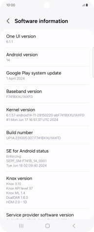 Your phone's software version is displayed below Android version.