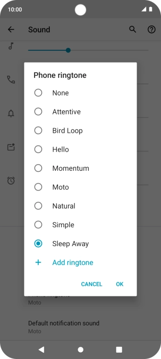 Once you've found a ring tone you like, press OK.