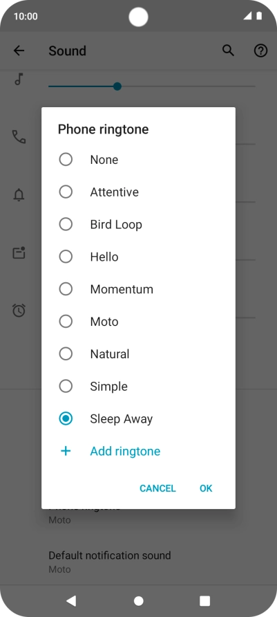 Once you've found a ring tone you like, press OK.