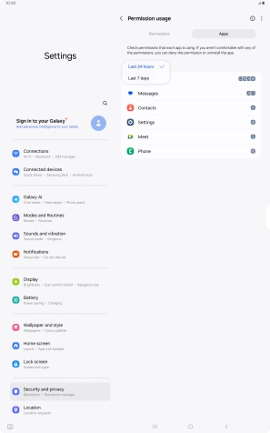 Press the required setting.