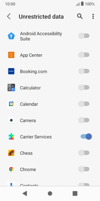 Press the indicators next to the required apps to turn the function on or off.