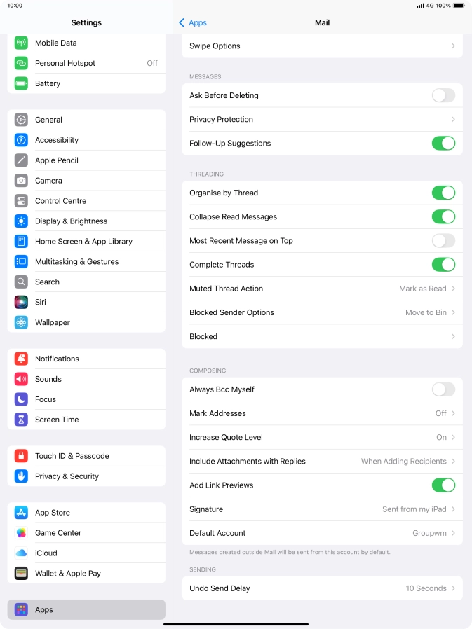 Press Default Account.