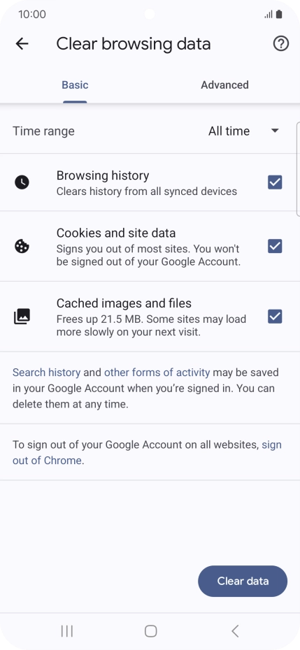 Press the fields next to the required data types.