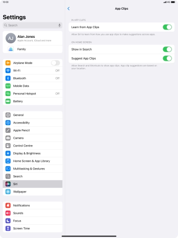 Press the indicators next to the required settings to turn them on or off.