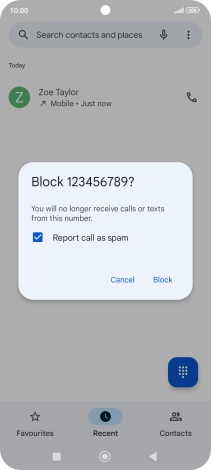 To report the number as spam, press the field next to To report the number as spam, press the field next to