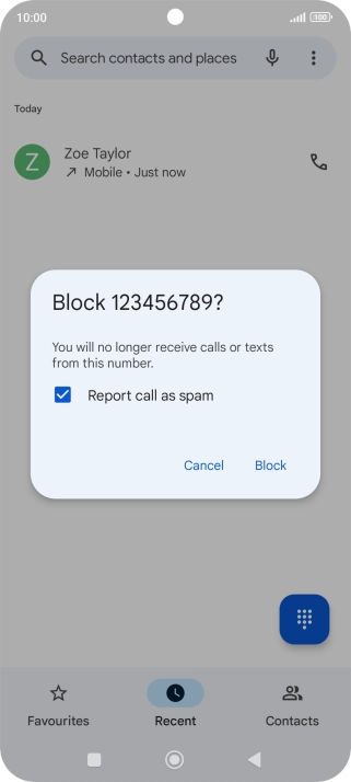 To report the number as spam, press the field next to To report the number as spam, press the field next to