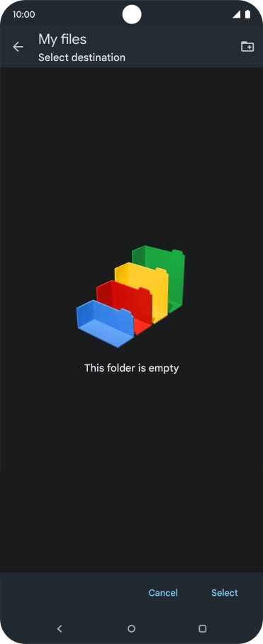 To create a new folder, press the new folder icon and follow the instructions on the screen to create a new folder.